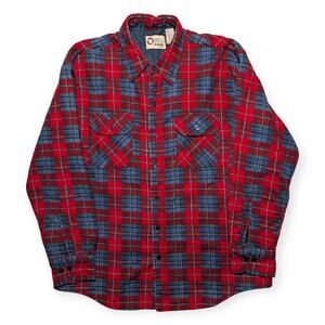 Sports Afield Quilted‎ Flannel Shirt Jacket Men’s XL Red Blue Plaid Lined